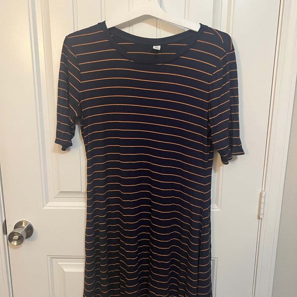 Striped Navy and Orange Women's Dress